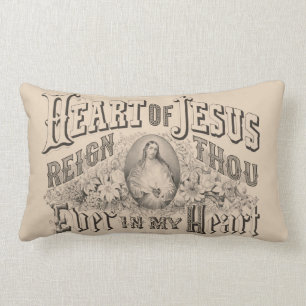 Almofada Lombar Coração de Jesus Vintage Religioso Católico