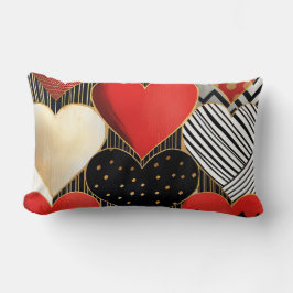 ALMOFADA LOMBAR CORAÇÃO DO NAMORADOS DOURADO BRANCO VERMELHO PRETO