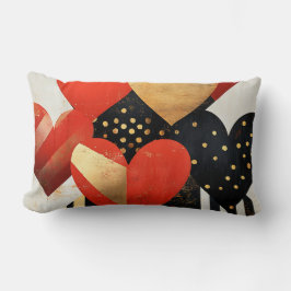 ALMOFADA LOMBAR CORAÇÃO DO NAMORADOS DOURADO BRANCO VERMELHO PRETO