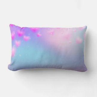 Almofada Lombar Corações Cor-de-Rosa Sonhadores e Fundo Pastel com