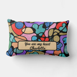 ALMOFADA LOMBAR CORAÇÕES NEUROGRÁFICAS CORES DIGITAIS