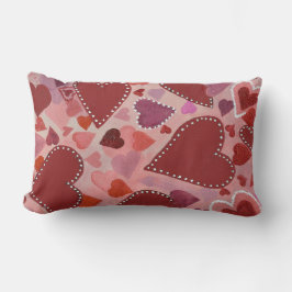Almofada Lombar corações vermelho e rosa