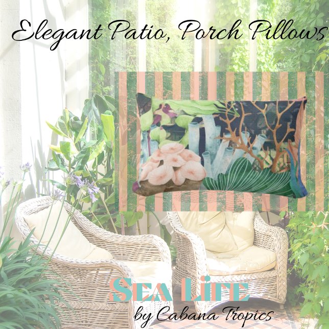 Almofada Lombar Corais, Conchas e Flora Submarinos (Criador carregado)