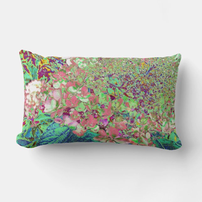 Almofada Lombar Coral Elegante e Chartreuse Limelight Hydrangea (Frente)