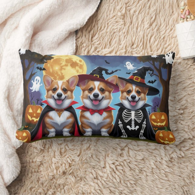 Almofada Lombar Corgi Dogs Pumpkin Halloween Engraçado (Cobertor)