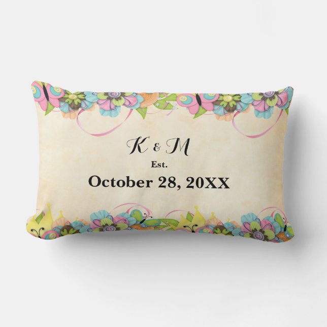 Almofada Lombar Coroa Floral Borgonha (Frente)