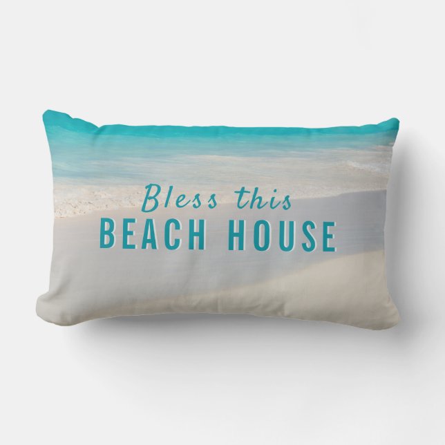 Almofada Lombar Costeira Personalizada Text Beach House (Frente)