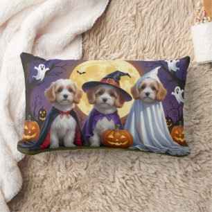 Almofada Lombar Coton De Tulear Cachorros Pumpkin Halloween Engraç