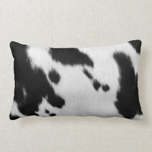 Almofada Lombar Couro cru preto e branco da vaca do falso