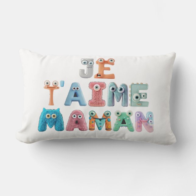 Almofada Lombar Coussin décoratif  - "Je t'aime maman" (Frente)