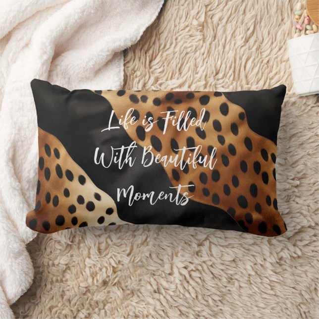 Almofada Lombar Cowhide de Creme Preto Ocidental (Cobertor)