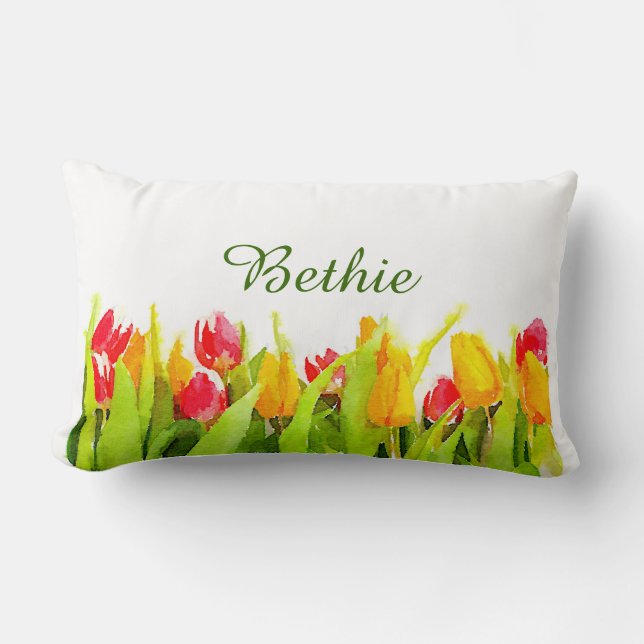 Almofada Lombar Coxim da decoração das tulipas (Frente)