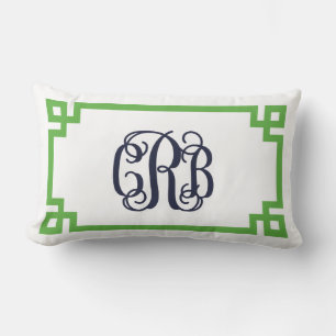 Almofada Lombar CRB Monograma de Script Chave Grego Verde e Marinh