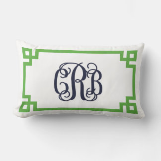 Almofada Lombar CRB Monograma de Script Chave Grego Verde e Marinh