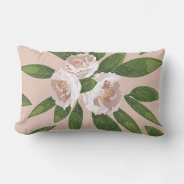 Almofada Lombar Cream Garden Harmony: Camellias e Greenery