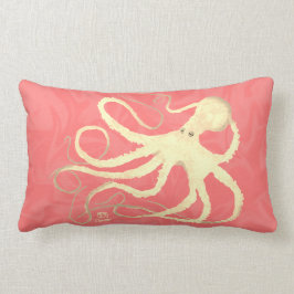 Almofada Lombar Cream Octopus em Coral - Travesseiro lombar