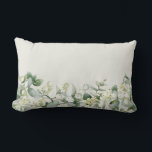 Almofada Lombar Cream Snowberry   Eucalyptus Winter/Christmas<br><div class="desc">Uma borda de morangos pintados manualmente e caules de eucalipto contra fundo creme - a cor de fundo pode ser alterada.</div>