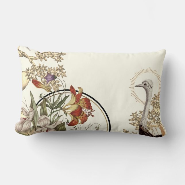Almofada Lombar Creamy Ivory Artística Tiger Lily Floral Design (Frente)