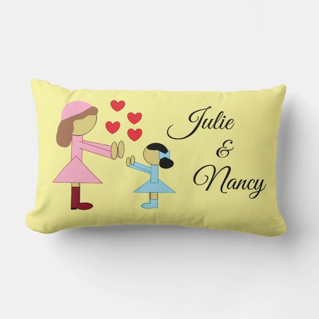 Almofada Lombar Crianças e Amor: Amarelo Claro (Frente)