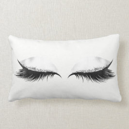 Almofada Lombar Cristais Prateados Cinzas Brancas Lashes Metálicos