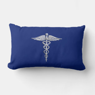 Almofada Lombar Cromo Como Caduceus - Símbolo Médico em Azul Dec