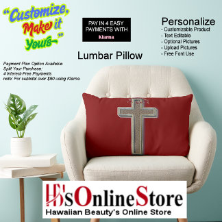 Almofada Lombar Cross Polyester Lumbar Pillow with Red Background 