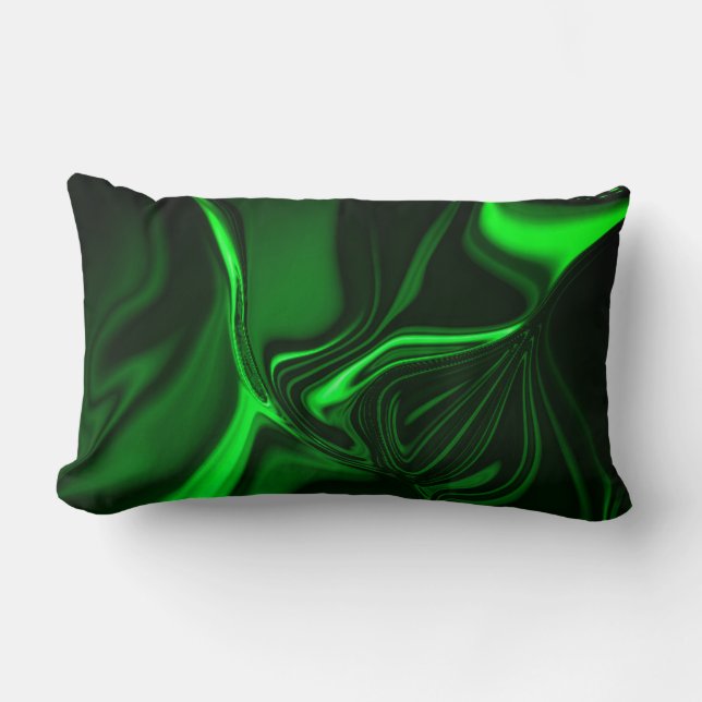 Almofada Lombar Curvas ou ondulações verde metá lico, profundo. (Frente)