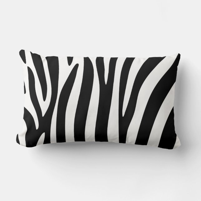 Almofada Lombar Cushion de madeira - Impressão Zebra Negra e Branc (Frente)