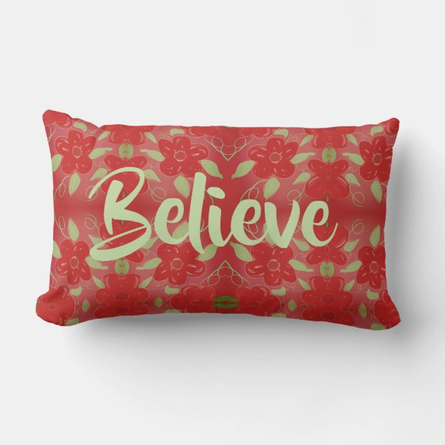 Almofada Lombar Cushion Floral Vermelho Vibrante (Frente)