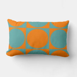 Almofada Lombar Cushion Lomar Sofá, Laranja&Azul Quadrados