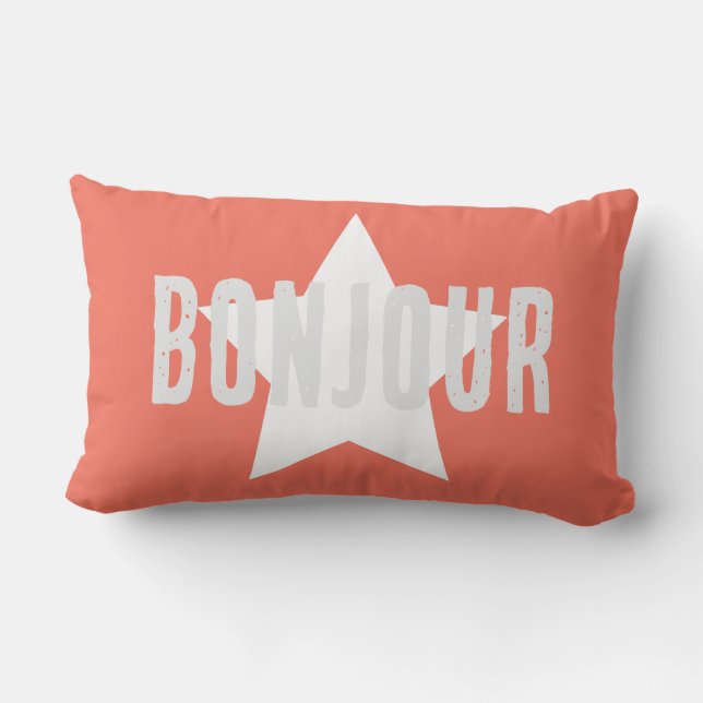 Almofada Lombar Custom Bonjour pink minimalism background (Verso)