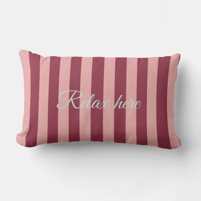 Almofada Lombar Custom Burgundy, Pink & Blue Striped Lumbar Pillow (Frente)