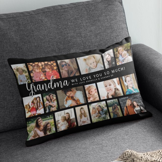 Almofada Lombar Custom Grandma 18 Photo Collage (Criador carregado)