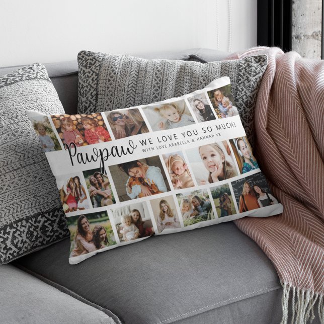 Almofada Lombar Custom Pawpaw 18 Photo Collage (Criador carregado)