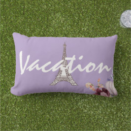 Almofada Lombar Custom Trendy Eiffel tower on vacation Purple chic