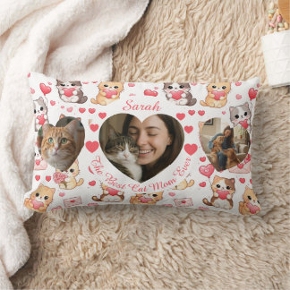 Almofada Lombar Custom Valentine’s "Best Cat Mom Ever" Photo