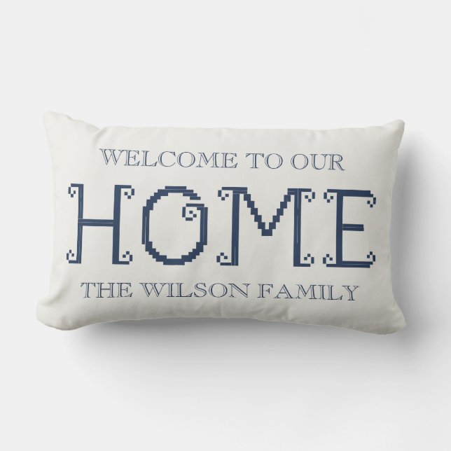 Almofada Lombar Customized "Welcome to Our Home" with Family Name (Frente)