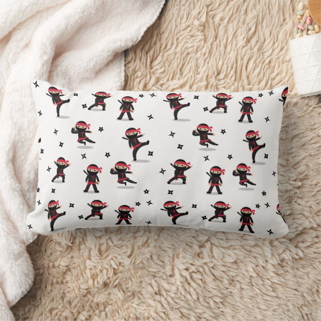 Almofada Lombar Cute Ninja Warrior Kids Preto e Vermelho (Cobertor)