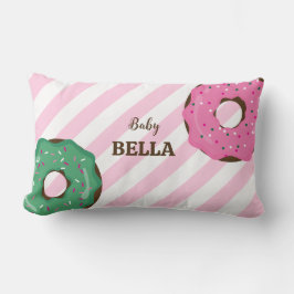 Almofada Lombar Cute Pink & Green Donut Baby Throw Pillow