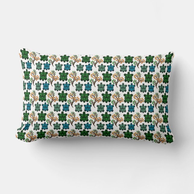 Almofada Lombar Cute Turtle Seamless Pattern | Ocean Animal Repeat (Frente)