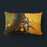 Almofada Lombar CYBORG TITAN,DESERT HYPERION Science Ficfi<br><div class="desc">Imagem de ficção artística e brilhante em cores amarela,  verde,  castanha,  branca. Titan cyborg da Hyperion com sua vibrante carapaça metálica cromada refletiva em um ambiente surreal com pirâmides,  sol quente,  deserto semelhante a uma paisagem egípcia,  quadro de animação do filme 3D Hyperion World .Baldesign3d (c)</div>