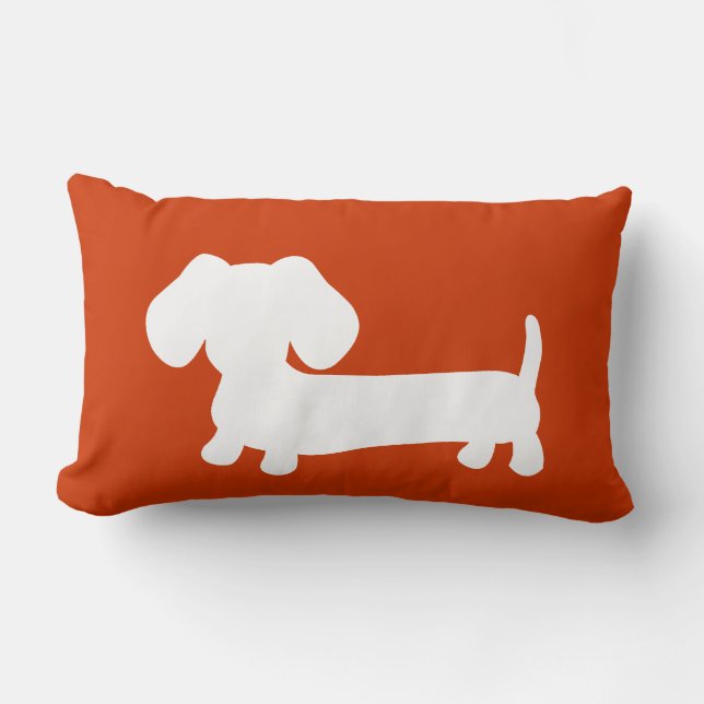 Almofada Lombar Dachshund branco com na laranja (Frente)