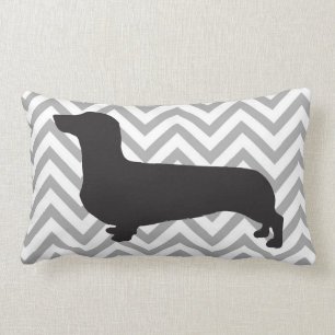 Almofada Lombar Dachshund na viga cinzenta e branca - travesseiro