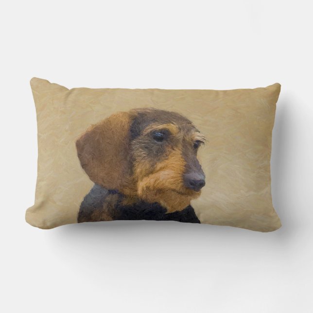 Almofada Lombar Dachshund (Wirehaired) Pintura Original para Cacho (Frente)