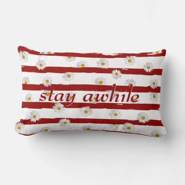 Almofada Lombar Daisy Stripes Fica Enquanto Travesseiro Lombar (Frente)