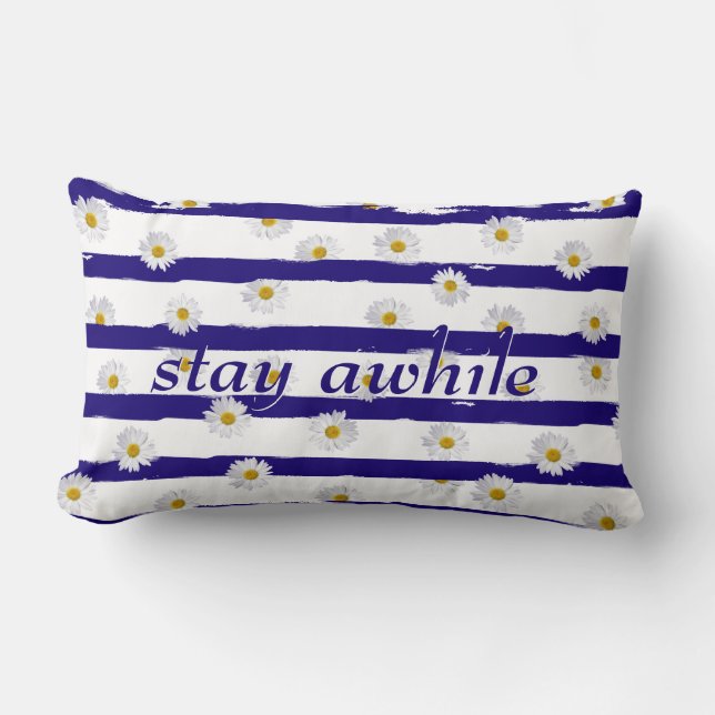 Almofada Lombar Daisy Stripes Fica Enquanto Travesseiro Lombar (Frente)