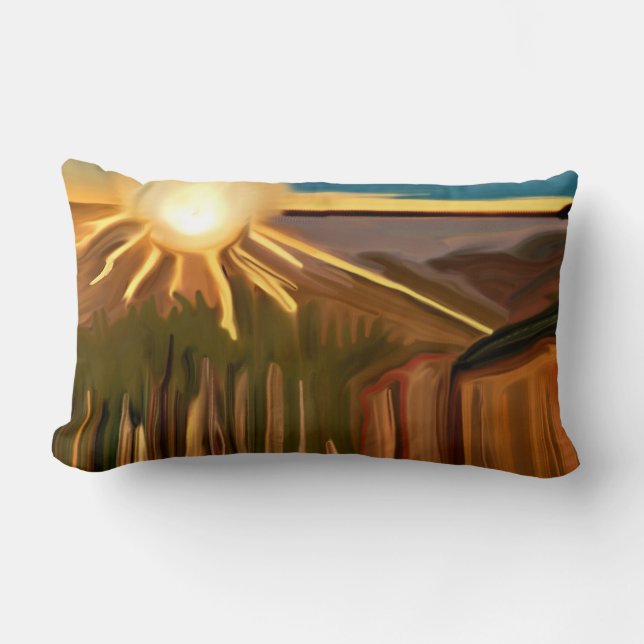 Almofada Lombar Dança da Arte Abstrato dos Cactos (Frente)