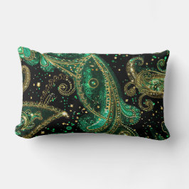 ALMOFADA LOMBAR DARK GREEN & GOLD IRISH THEMED GLITTER LOOK 