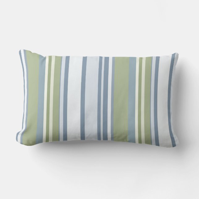 Almofada Lombar Dark Pastel Blue and Spring Rain Stripes (Frente)