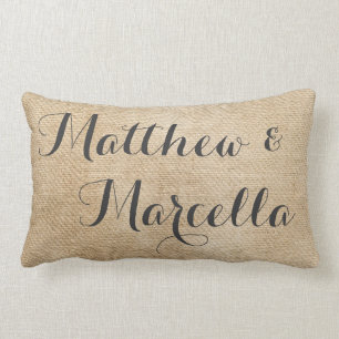 Almofada Lombar Data Wedding personalizada vintage dos nomes de